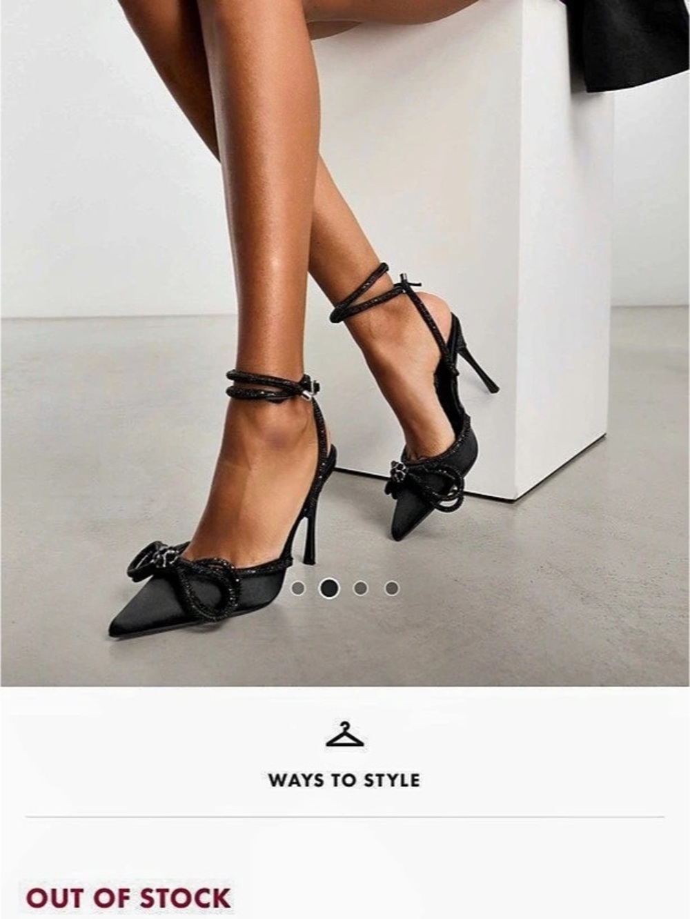 Public Desire Midnight Black Rhinestone Bow Stiletto Heels
